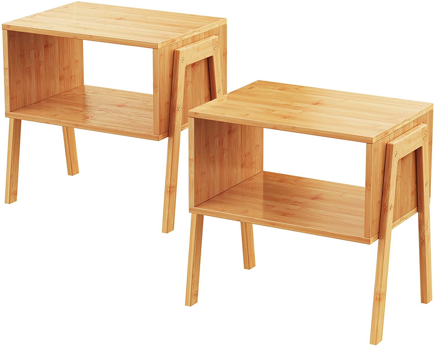 Side Tables: Bamboo End Tables, Living Room Nightstand,Set of 2