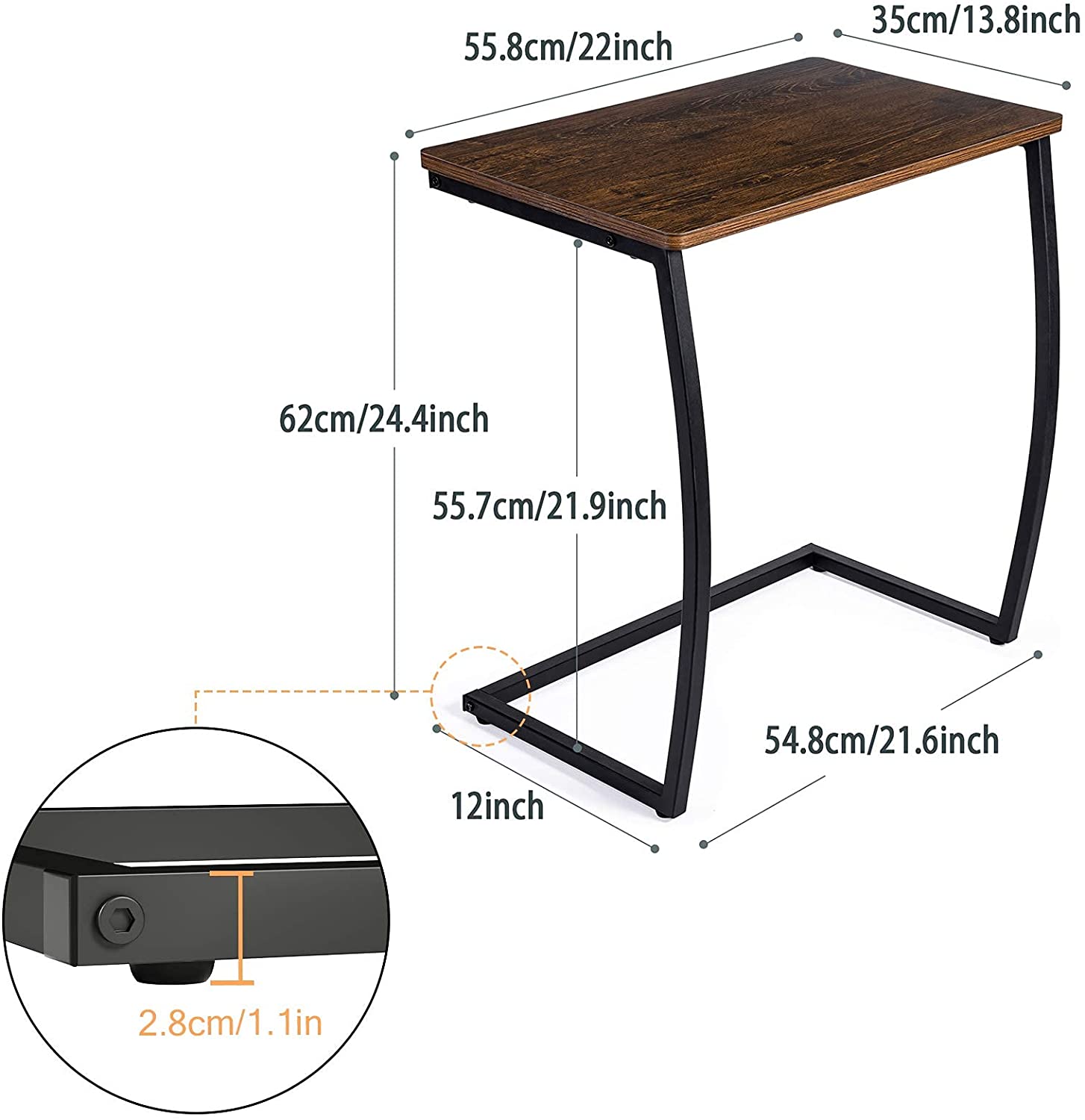 Side Tables Couch Table for Sofa Laptop Coffee Snack, Dark Walnut 