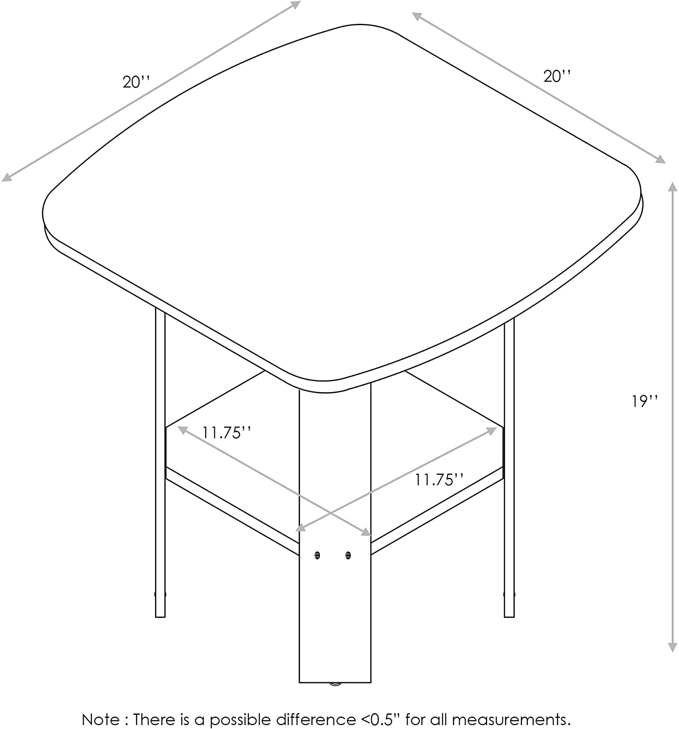 Side Tables Design End SideTable, 1 Pack, Columbia Walnut Black
