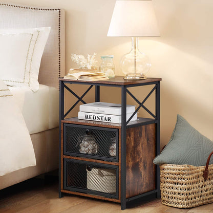 Side Tables: End Side Table with Storage Space and Flip Drawers