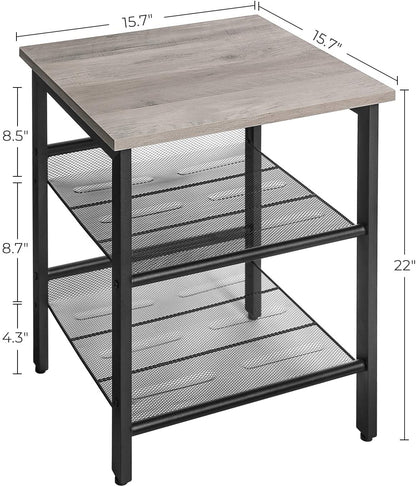  Side Tables: Nightstand with 2 Adjustable Mesh Shelves, Stable Metal Frame