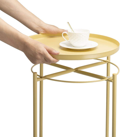 Side Tables : Small Sofa End Table Indoor Accent Table Round Waterproof Metal Coffee Table