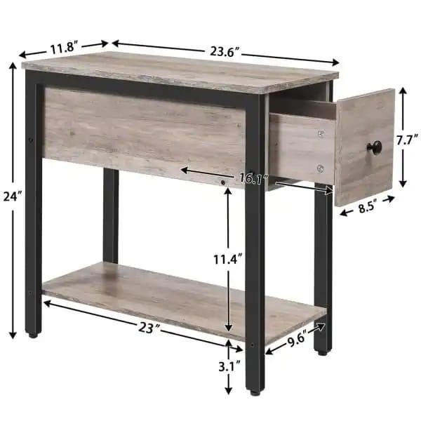 Side Tables Small Spaces, Stable and Sturdy Construction, Wood Look Accent Furniture, Greige and BlackSide Tables Small Spaces, Stable and Sturdy Construction, Wood Look Accent Furniture, Greige and Black