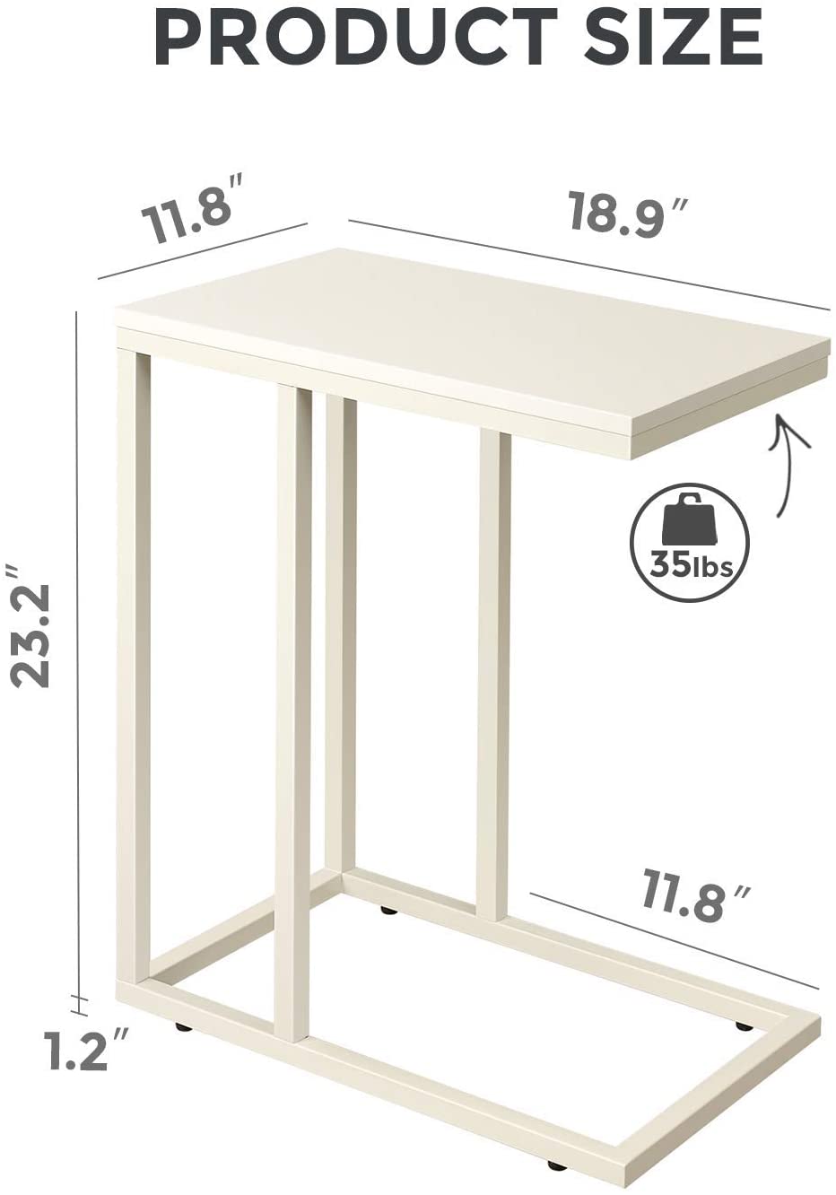 Side Tables : Snack Side Table, C Shaped End Table for Sofa Couch and Bed