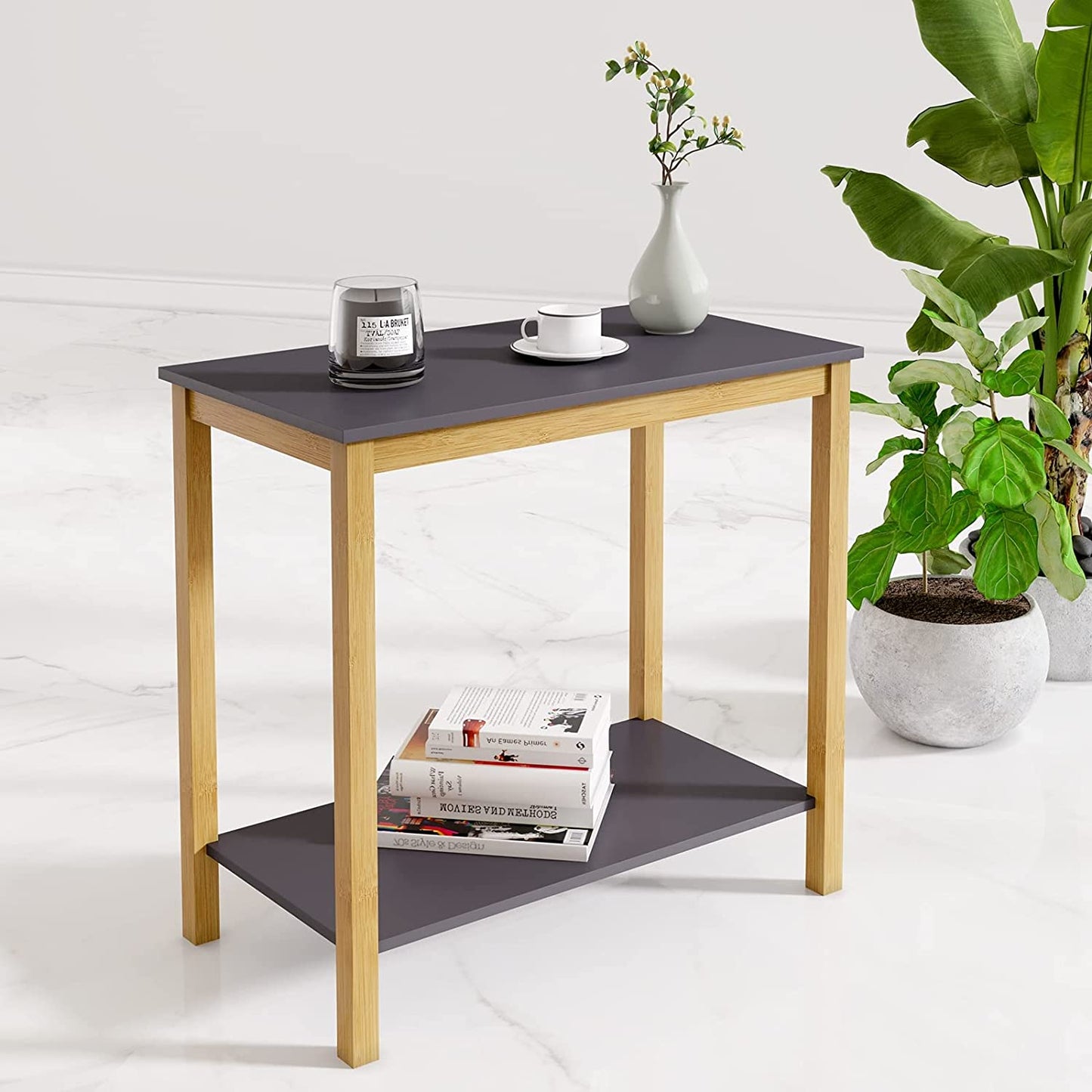 Side Tables Storage Shelf for Living Room Bedroom Balcony Family and Office in Grey Color