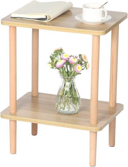 Side Tables : Tier Side Table Tall End Table with Storage Rack Wooden Nightstand Bedside Table