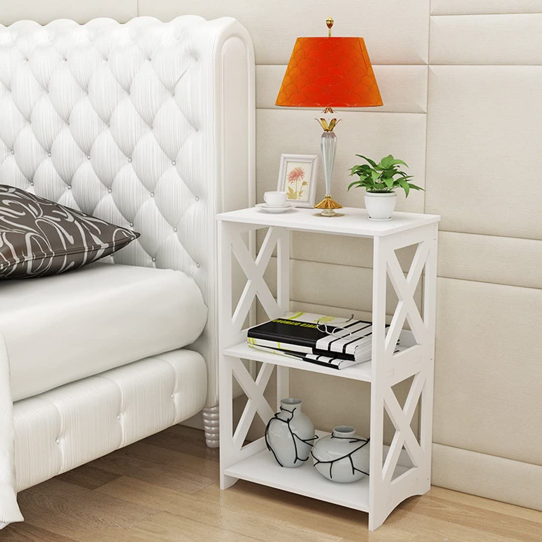 Side Tables: White 2 Tier End Table
