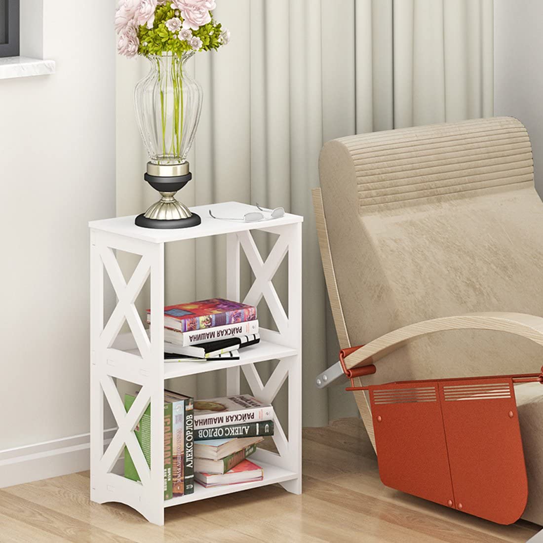 Side Tables: White 2 Tier End Table