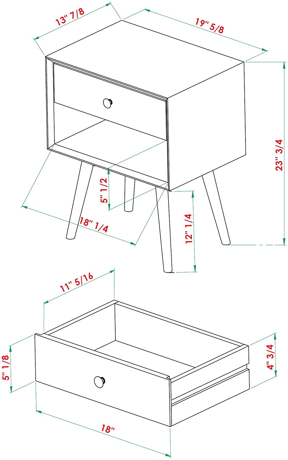 Side table clearance measurements