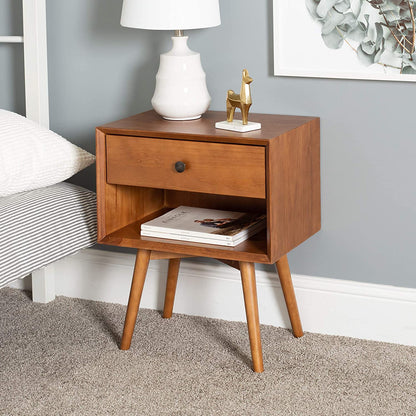 Side Tables: Wood Nightstand Side Bedroom Storage Drawer and Shelf Bedside End Table