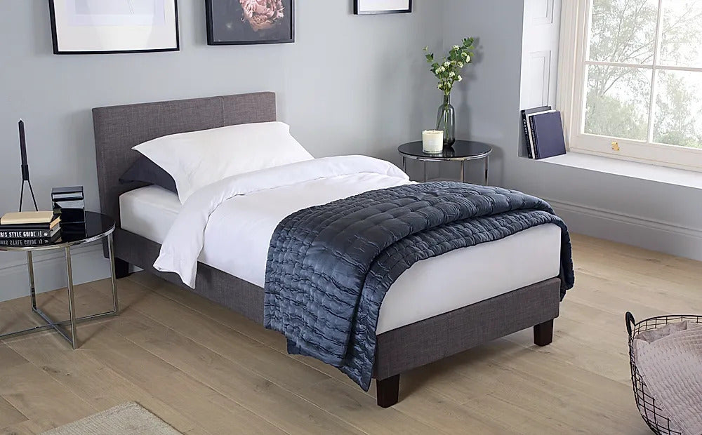 Single Bed: Berlin Style Grey Fabric Single Bed