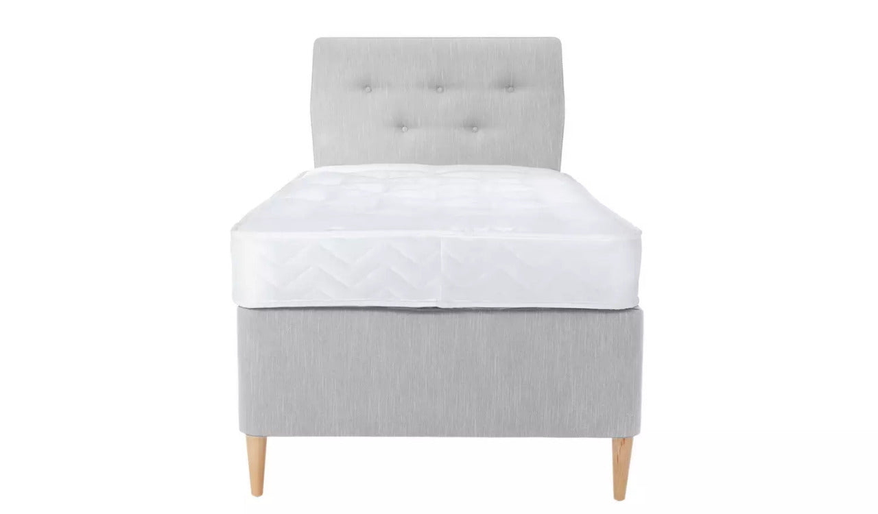Single Bed: Light Grey Single Divan Bed
