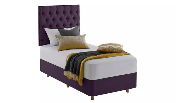 Single Bed: Luxury Fabric 2 Drawer Single Divan Bed