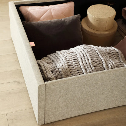 Single Bed: Oatmeal Fabric Single Bed