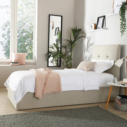 Single Bed: Oatmeal Fabric Single Bed