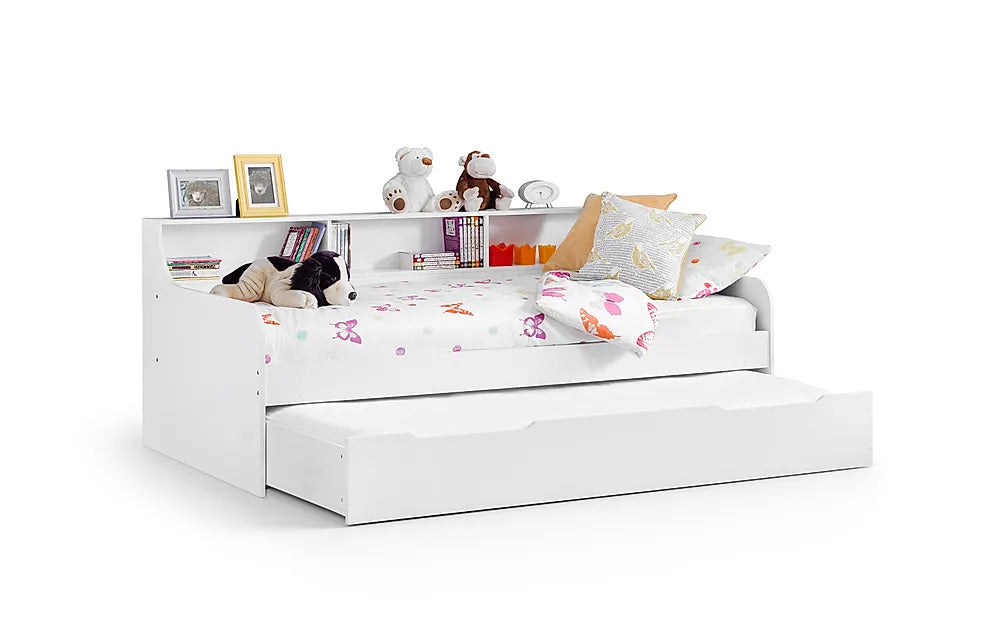 Single Bed: White Storage Day Bed with Trundle