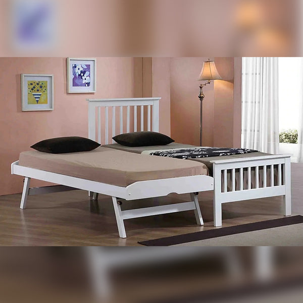 Single Bed: Wooden Single Guest Bed