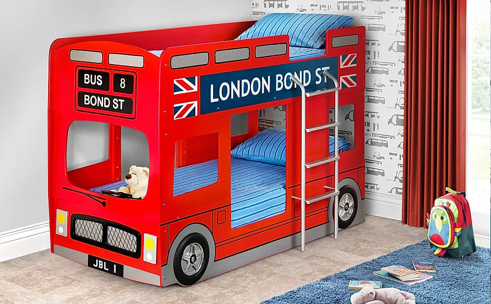  Single Bunk Bed: Red London Bus Bunk Bed Single