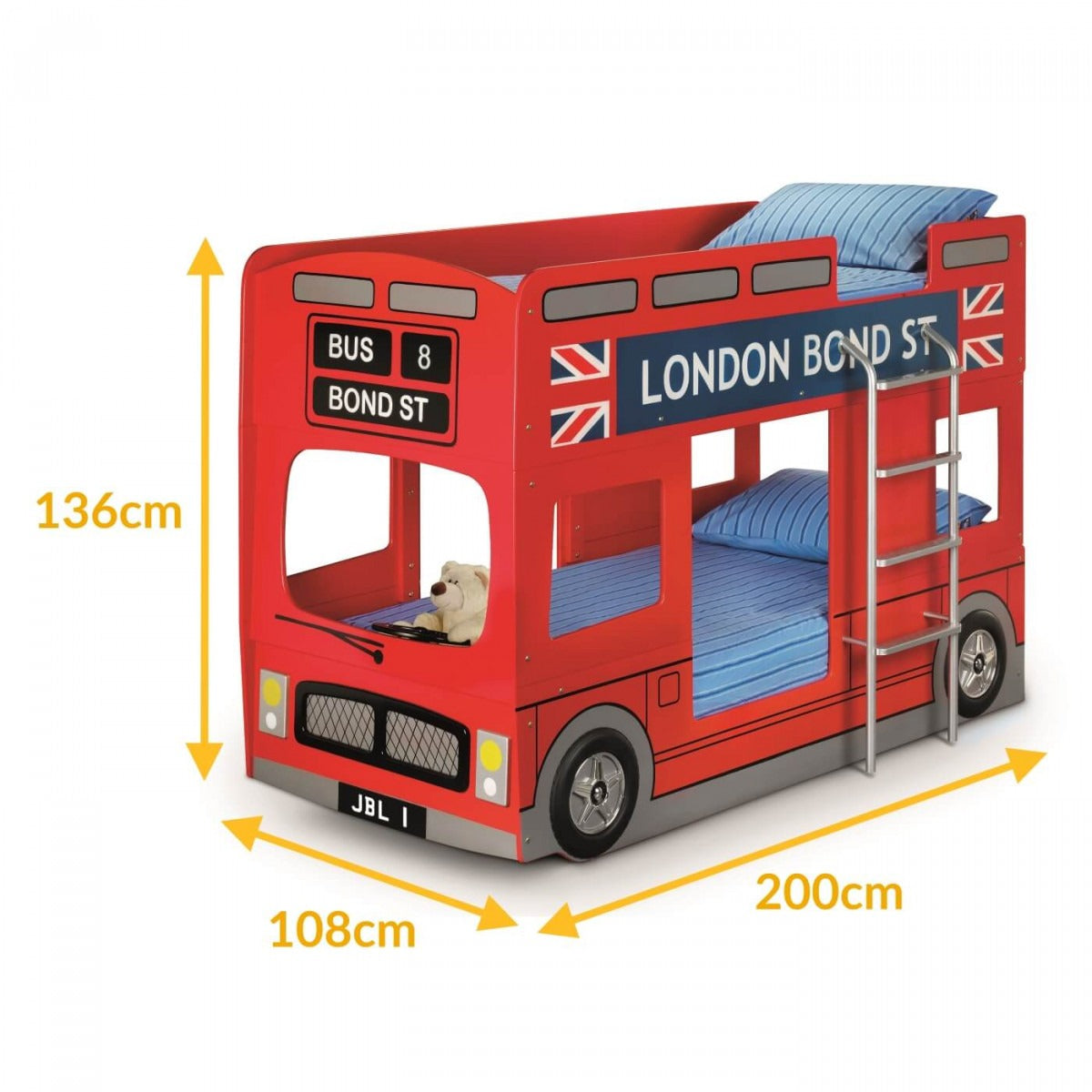 Single Bunk Bed: Red London Bus Bunk Bed