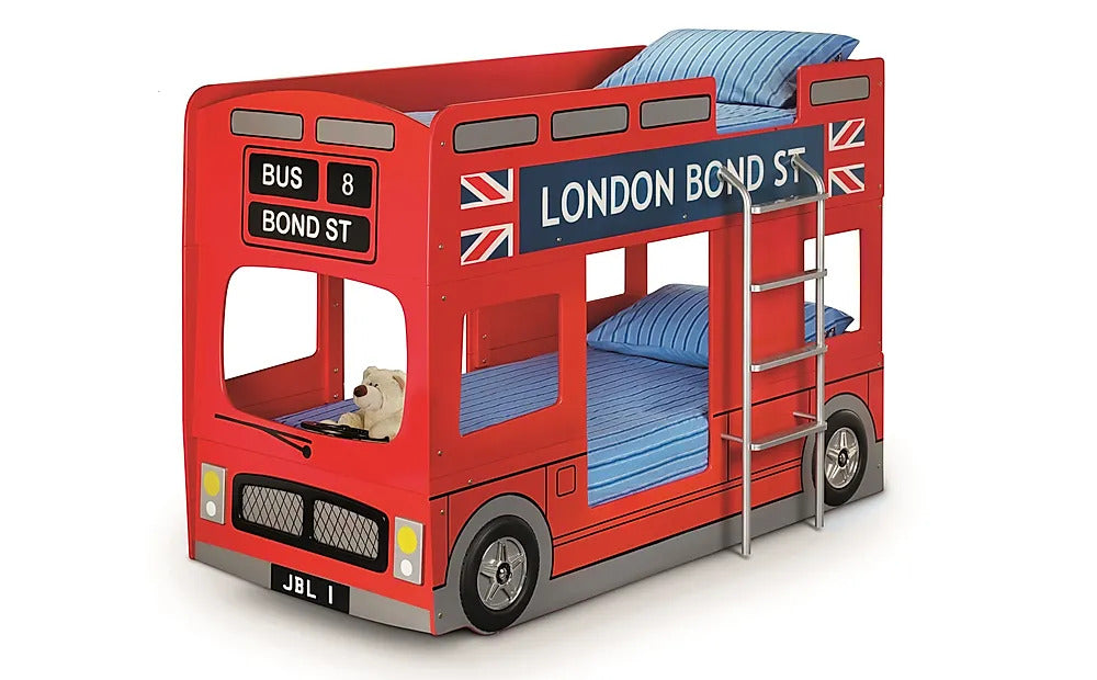  Single Bunk Bed: Red London Bus Bunk Bed Single