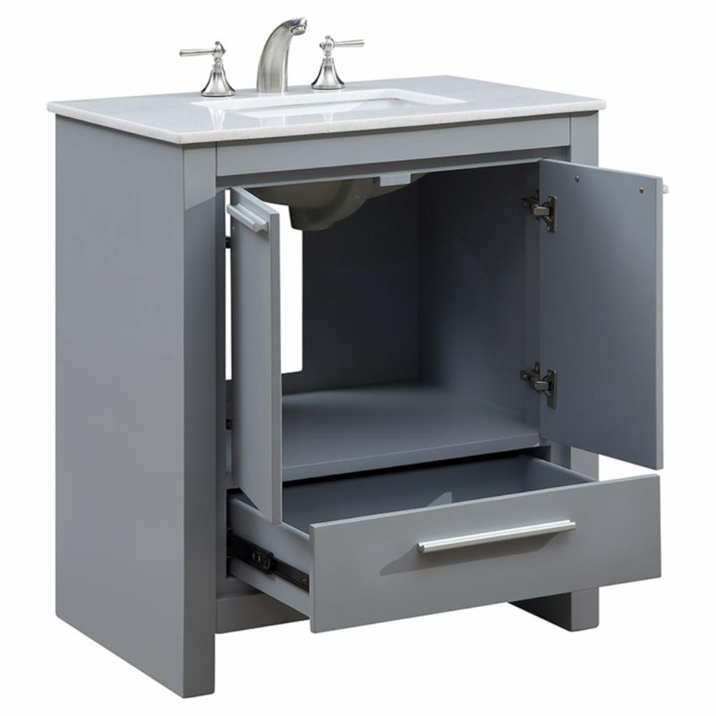 Single Sink Vanities: 30 in. Grey Single Bathroom Vanity Set