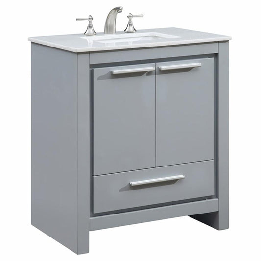 Single Sink Vanities: 30 in. Grey Single Bathroom Vanity Set