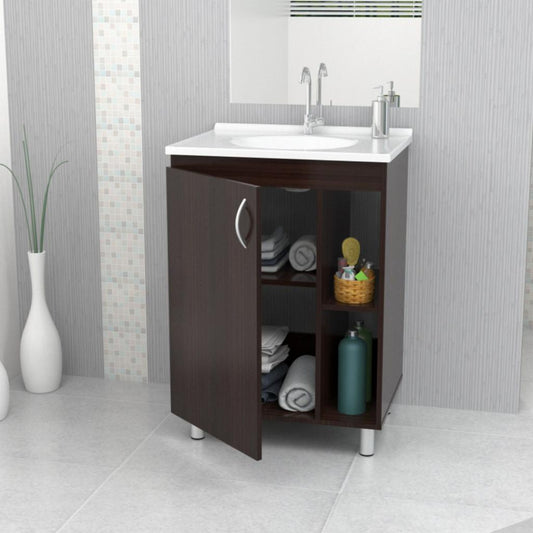 Single Sink Vanities: Espresso Bathroom Vanity with Metal Feet