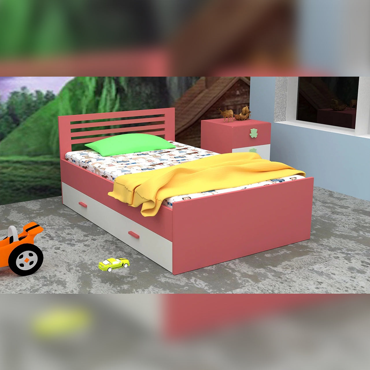 Single bed  Trundle Kids Furniture