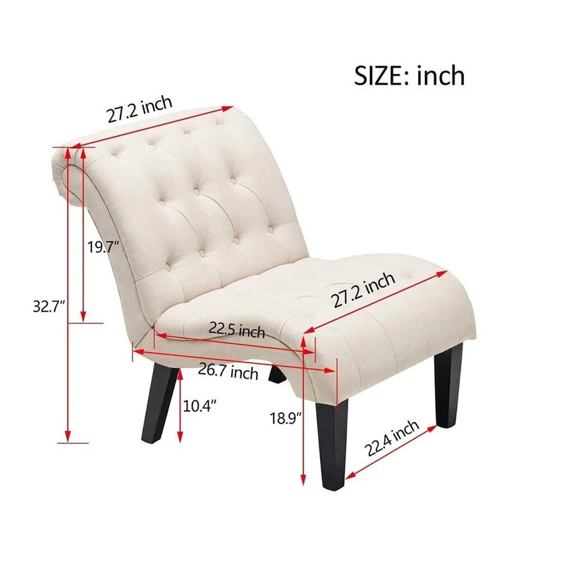 Slipper Chair: 27.2'' Wide Tufted Linen Slipper Chair