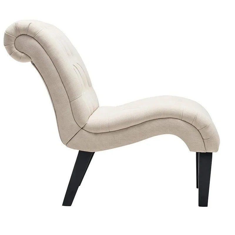 Slipper Chair: 27.2'' Wide Tufted Linen Slipper Chair