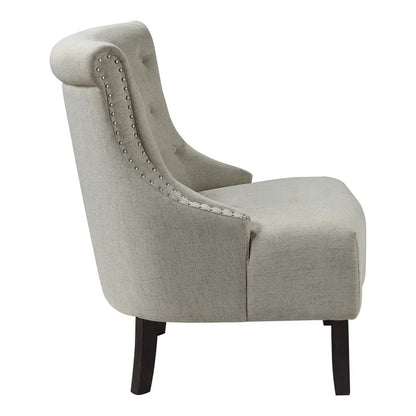 Slipper Chair: 27'' Wide Tufted Linen Slipper Chair