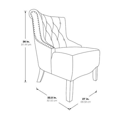 Slipper Chair: 27'' Wide Tufted Linen Slipper Chair
