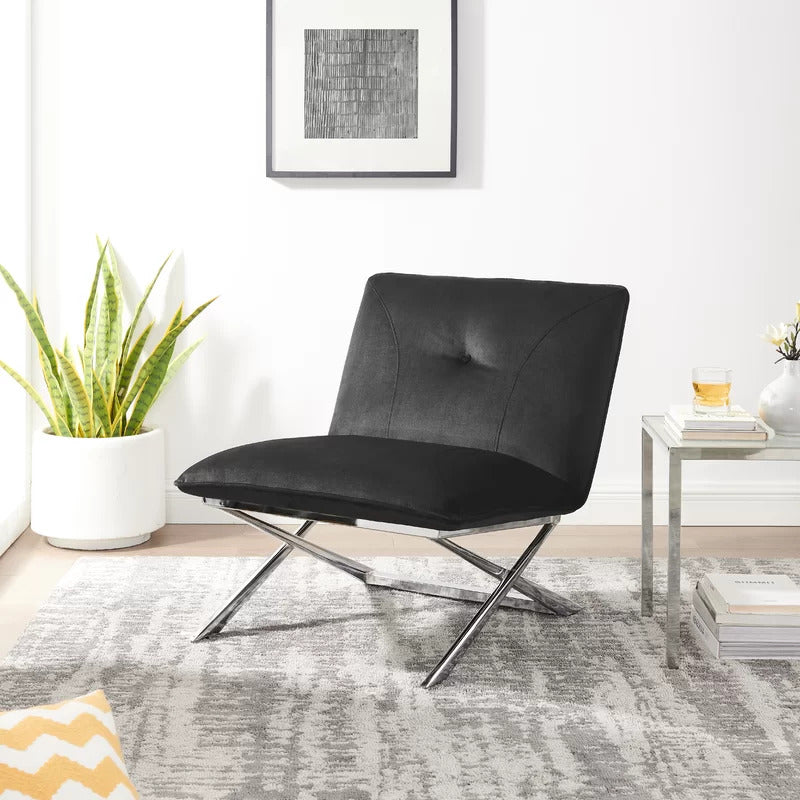 Slipper Chair: 28.15'' Wide Tufted Velvet Slipper Chair