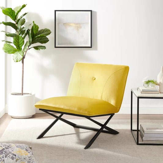 Slipper Chair: 28.15'' Wide Tufted Velvet Slipper Chair