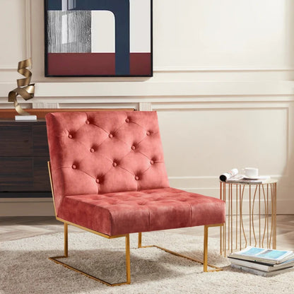 Slipper Chair: 29.33'' Wide Tufted Velvet Slipper Chair