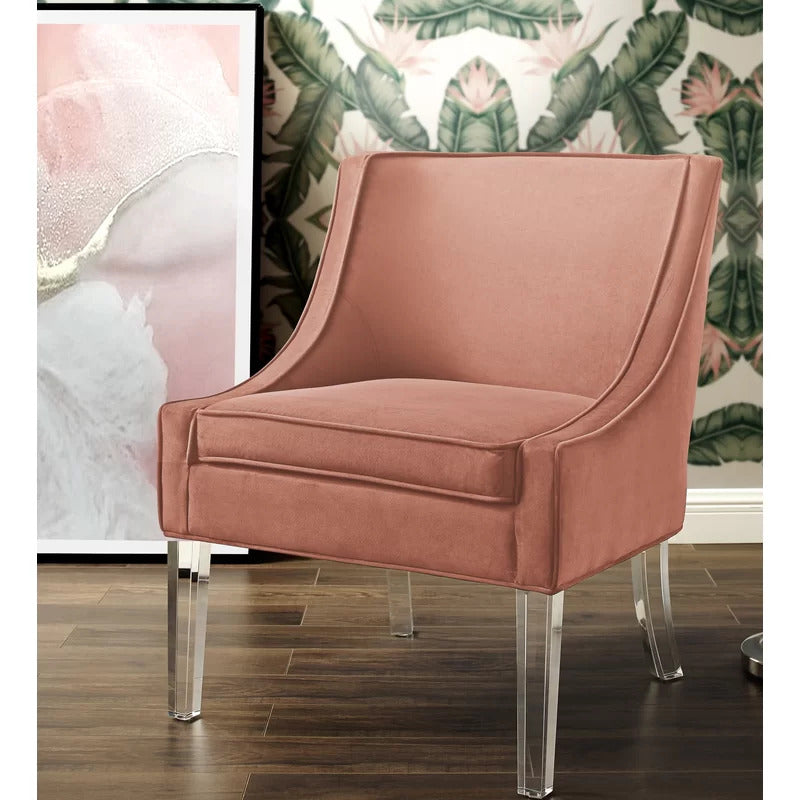 Slipper Chair: Wide Velvet Slipper Chair