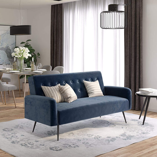 Sofa Cum Beds Convertible Sofa Bed & Couch, Blue Velvet Futon 