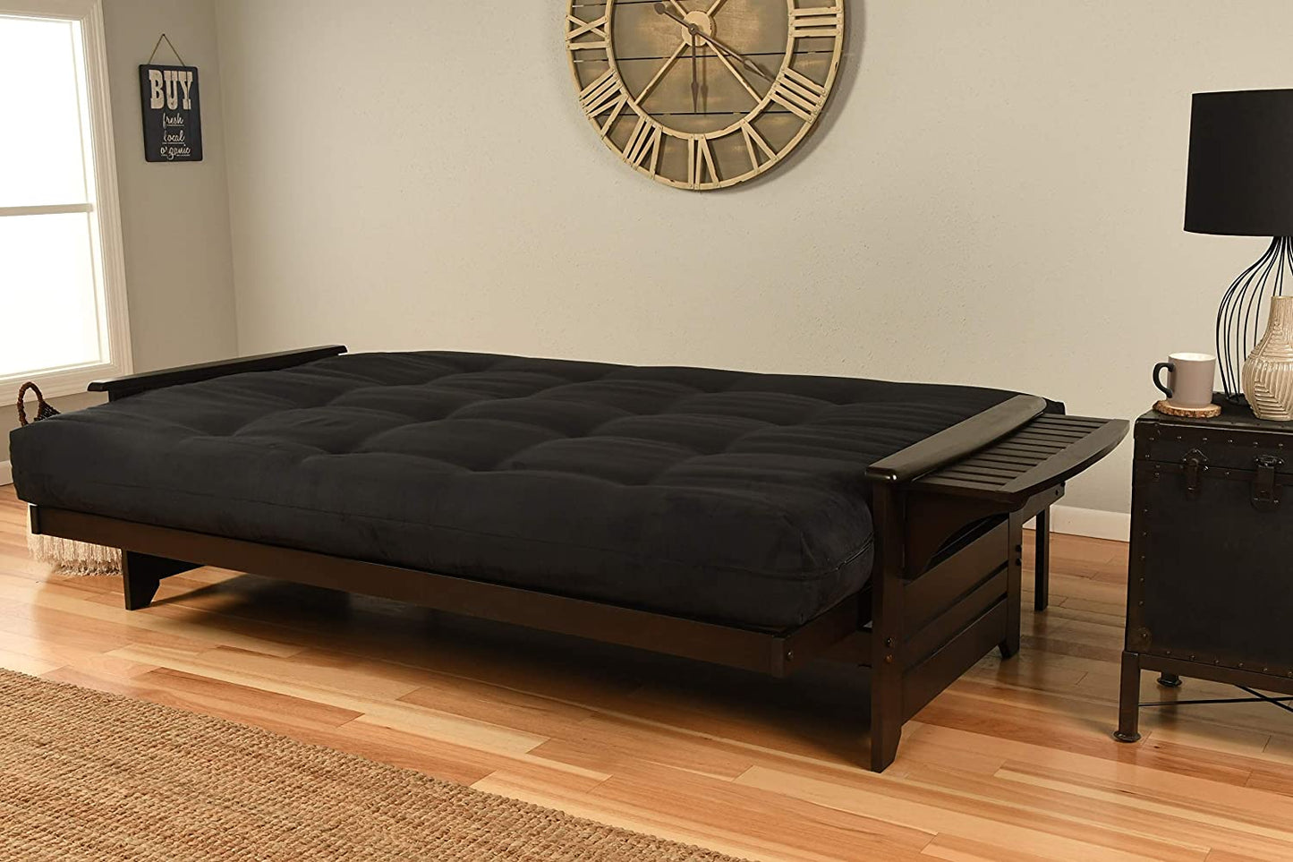 Sofa Cum Beds Phoenix Futon Set, Suede Black