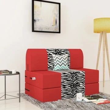 Sofa Cum Beds: Red & Golden Zebra- 3ft x 6ft with Free micro fiber Designer cushions