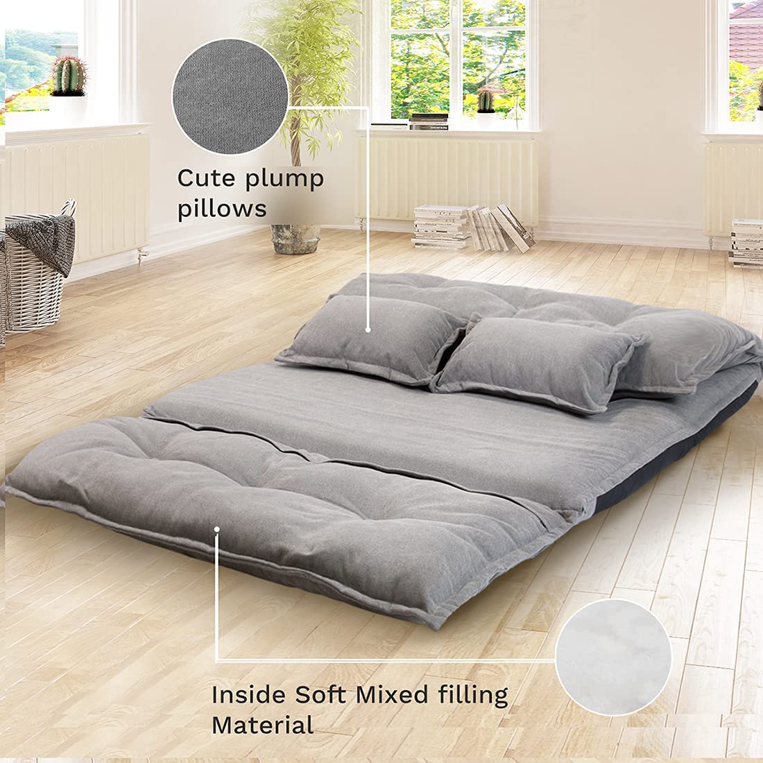 Sofa Cum Beds Sofa Cum Beds Bed Legs Upholstered Microfiber Sleeper Adjustable, Blue 