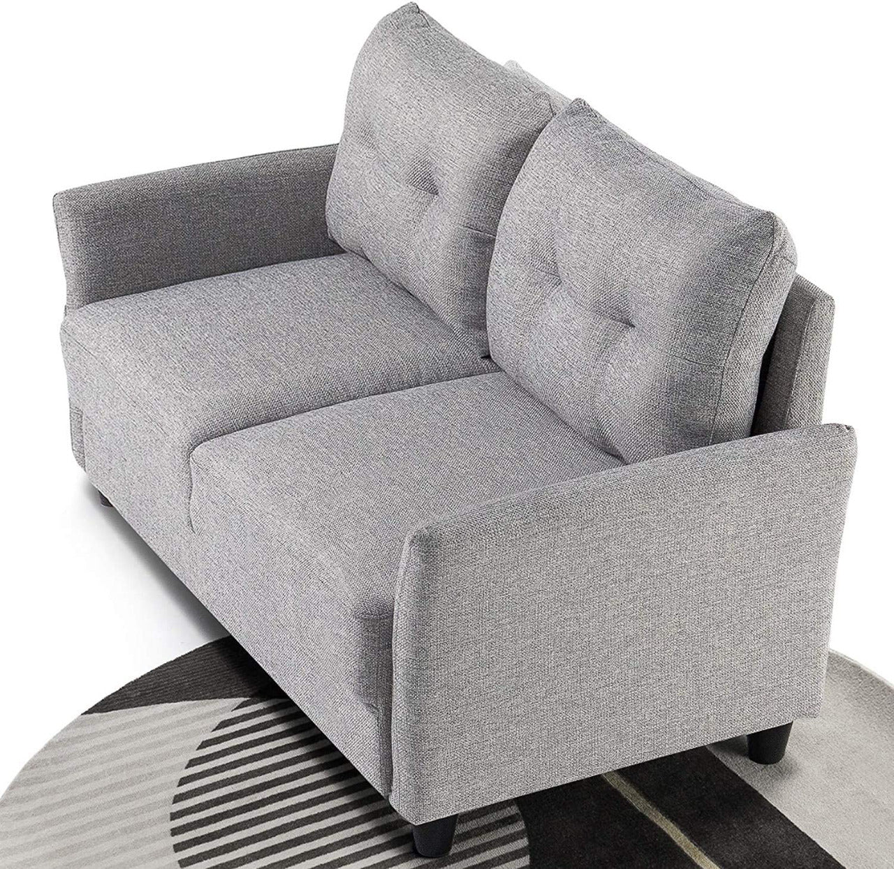 2 Seater Sofa : Loveseat Sofa Tufted Cushions Lyon Blue