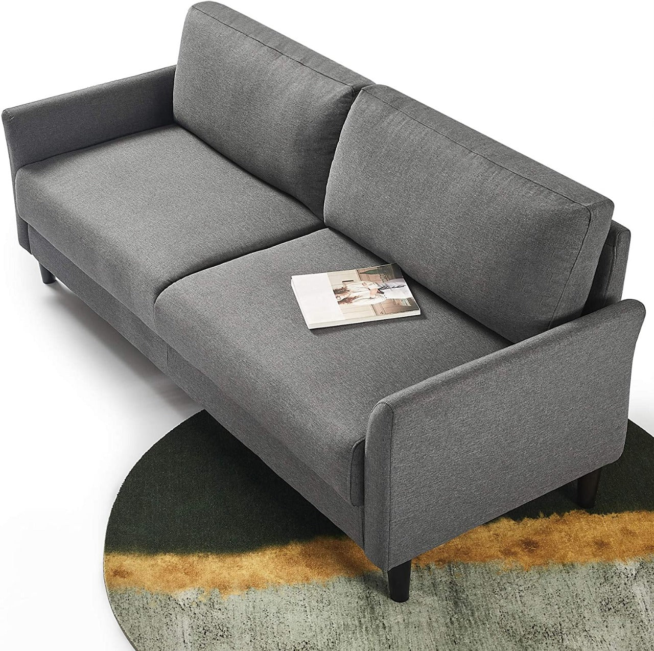 2 Seater Sofa :  Dark Grey Fabric 2 Seater Sofa Set