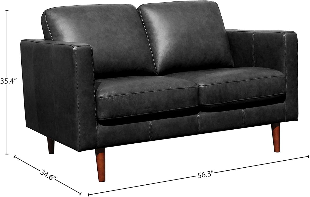 2 Seater Sofa : Modern Black Leatherette Sofa Set