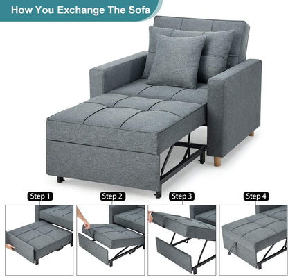 Sofa Chair:  Dark Gray  Fabric Convertible Sleeper Chair Sofa Bed