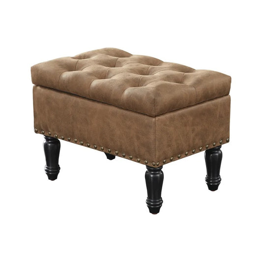 Storage Ottomans 24'' Wide Faux Leather Tufted Rectangle Storage Ottoman with Storage