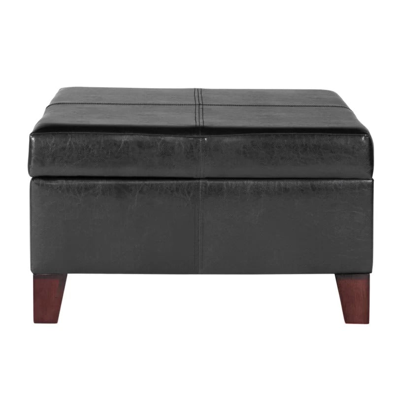 Storage Ottomans 28'' Wide Faux Leather Square Cocktail Ottoman with Storage