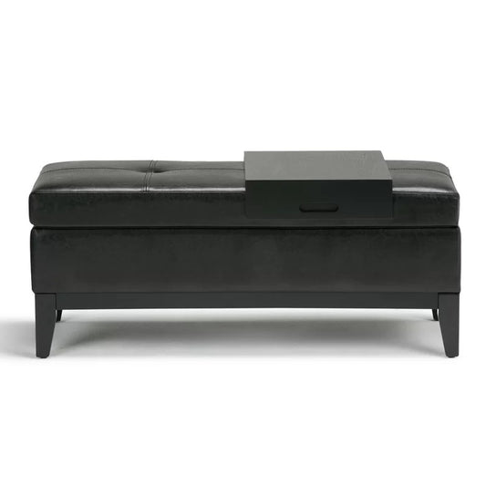 Storage Ottomans 42.1'' Wide Faux Leather Tufted Rectangle Storage Ottoman with Storage