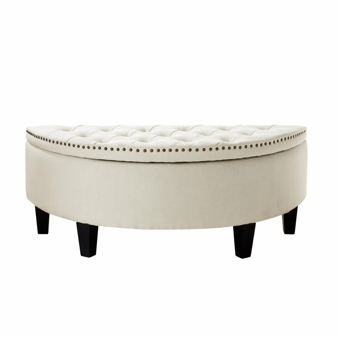 Storage Ottomans: Linen Half Moon Storage Ottoman