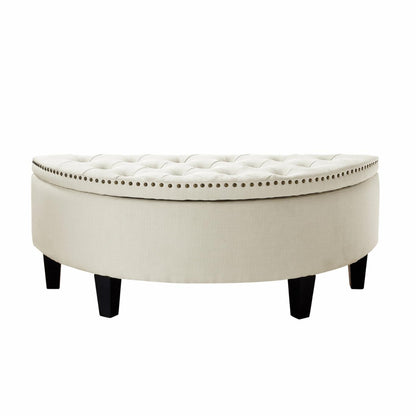 Storage Ottomans: Linen Half Moon Storage Ottoman