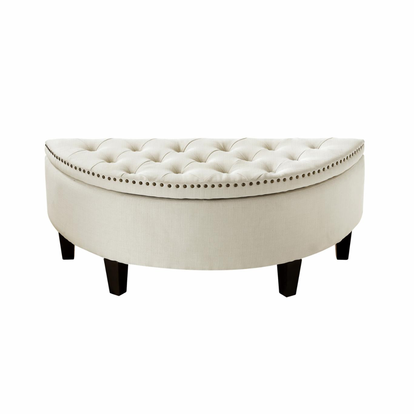 Storage Ottomans: Linen Half Moon Storage Ottoman